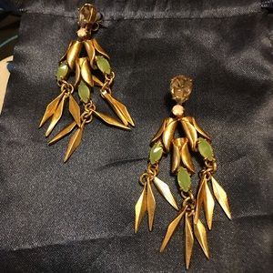 J Crew green and gold dangle earrings